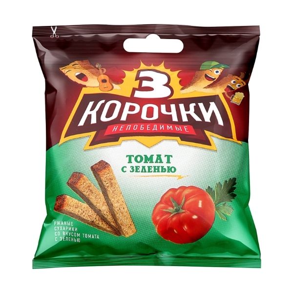 Сухарики Три Корочки «Томат и зелень», 40 г