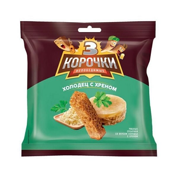 Сухарики Три Корочки «Холодец с хреном», 60 г
